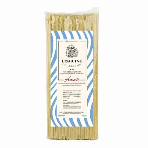 Confezione di Linguine Amati trafilate al bronzo grani nostrani pasta lunga artigianale italiana