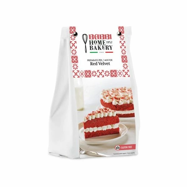 Confezione Preparato per Red Velvet Babbi Gluten Free mix professionale senza glutine per torte rosse