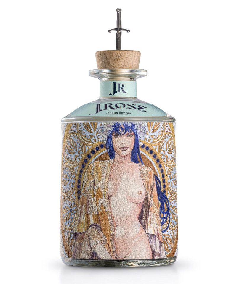 j-rose-gin-milo-manara-art-label-JR02 Bottiglia J.Rose London Dry Gin Milo Manara 02