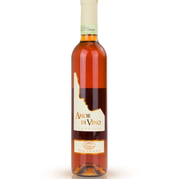 Bottiglia di Albana di Romagna Passito DOCG Amor di Vino Balducci vino dolce romagnolo